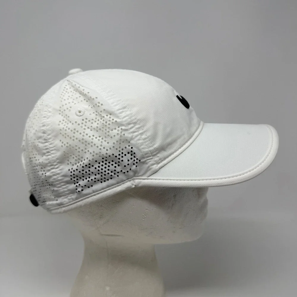Distressed Nike Golf Hat White Perforated Performance Adjustable Cap Swoosh Logo